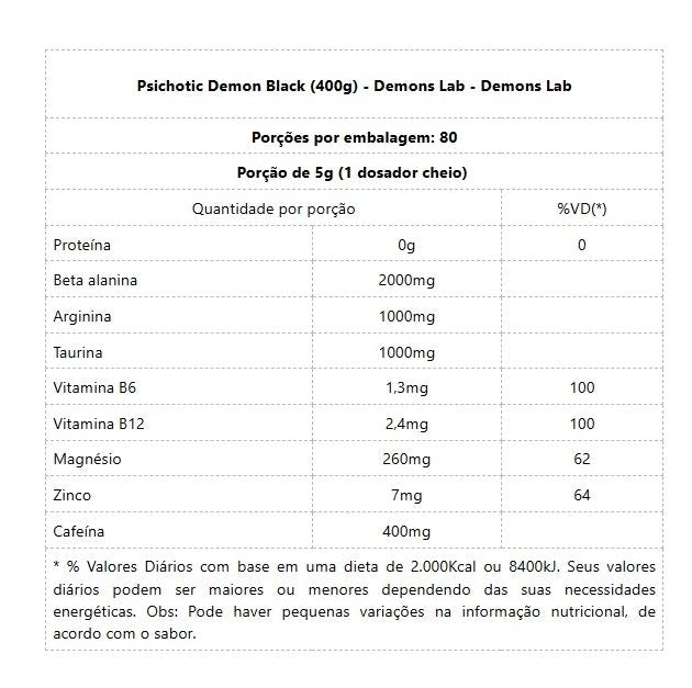 Psichotic Demon Black (400g) - Sabor: Fruit Punch