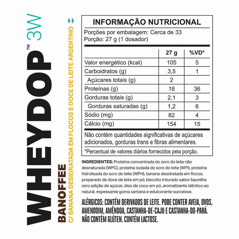 WheyDop 3W Refil (900g) - Sabor: Banoffee