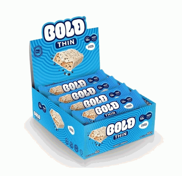Bold Bar Thin (Display 12 unid de 40g) - nova embalagem - Sabor: Cookies e Cream