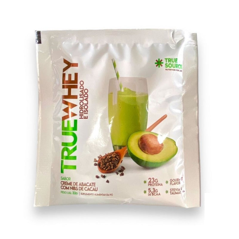 True Whey Display 320g (10 Sachês de 32g) - Hidrolisado e Isolado - Sabor: Creme de Abacate com Nibs de Cacau