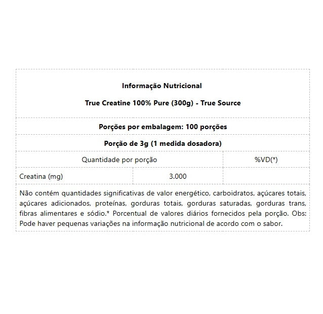 True Creatine 100% Pure (300g) - Padrão: Único