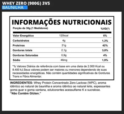Whey Zero Lactose (900g) - Sabor: Baunilha