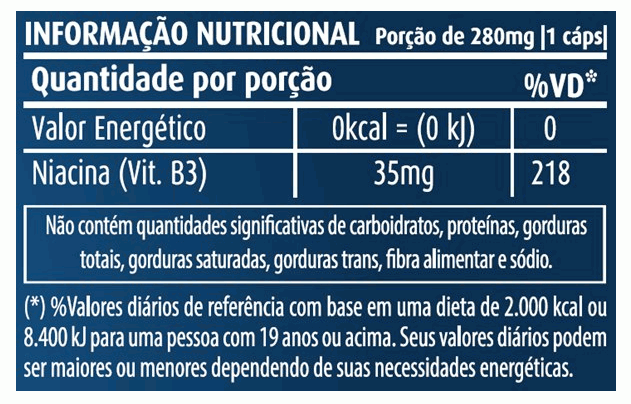 Vitamina B3 - 35mg (60 caps) - Padrão: Único