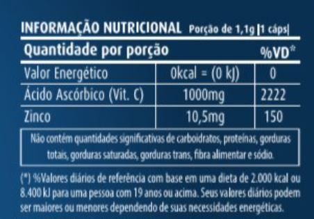 Vitamina C + Zinco 1100mg (60 caps) - Padrão: Único