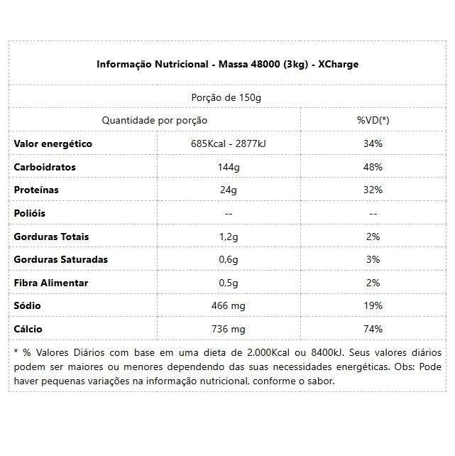 Massa 48000 (3kg) - Sabor: Cookies